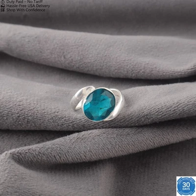 Oferta de Halloween 925 Plata Ovalada Apatita Promesa Banda Declaración Esposa Anillo Joyería Foto 1 de 4