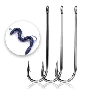 50/100/200PC Long Shank Aberdeen Hooks Light Wire Fishing Hook Live Bait Hook - Picture 1 of 26