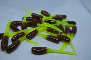 JASONS 2" STINGER SHAD 30 PACK GRUB CRAPPIE JIGS      BROWN PUMPKIN & CHARTREUSE - Picture 1 of 2