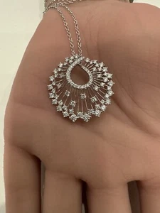 Gabriel & Co 18K White Gold Waterfall Swirl Diamond Pendant Necklace 1.85 ctw - Picture 1 of 4