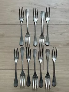 Ensemble de 12 fourchettes à gâteaux / huitre en métal argenté ERCUIS - Imagen 1 de 3