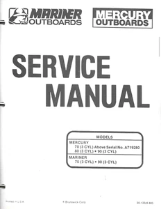 1991 Mercury Mariner Outboard 70-90 3CYL Service  Manual 90-13645 885 - Picture 1 of 1