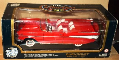 Chevy Bel Air Convertible 1957 1/18 Red w/White accents Road Tough on Stand EUC - Image 1 of 4