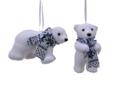 1 adorno de árbol de Navidad plástico oso polar bufanda 11 cm colgante de árbol de Navidad blanco azul - Imagen 1 de 4