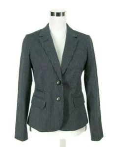 Banana Republic Blazer Sz 4 Blue White Pinstripe Denim Stretch Jacket NWOT - Picture 1 of 8
