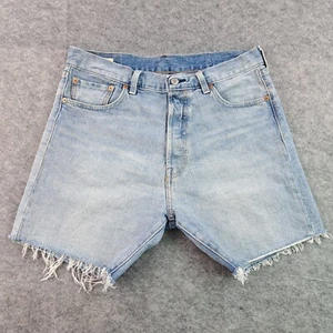 Levis Shorts Mens 34 Blue 501 7" Regular Light Wash Cotton Jean 90s Cut Off 93 - Picture 1 of 11
