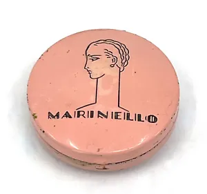 Marinello Rouge Compact 1933 Pink Metal Art Deco Logo Puff 1.5in USA Vintage - Picture 1 of 11