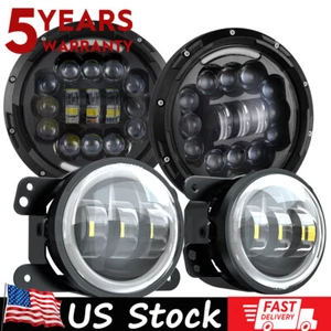 7"inch LED Headlights Hi-Lo DRL & 4" Fog Lights For Freightliner Century Class - Picture 1 of 19