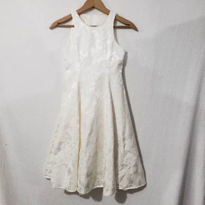 Vtg Jessica McClintock Ivory Girl Spesial Event Dress Zip Beaded Neck 7 USA Made - Picture 1 of 19