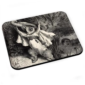 Tapis de Souris Le Chat Botte Conte Gravure Gustave Doré Noir et Blanc - Photo 1/2