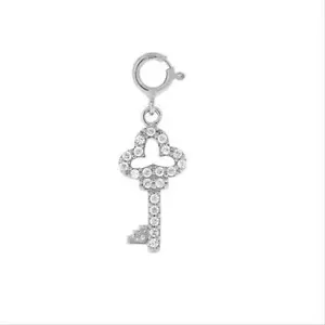 925 Silver Designer-Inspired CZ Key Charm - Picture 1 of 1