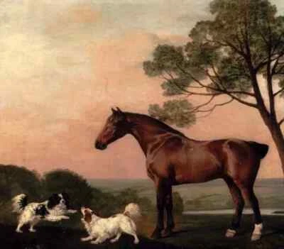 MQ-OP0516 100% Handmade Painted Horse With Two Dogs Oil Painting Art On Canvas