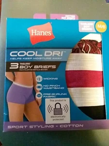 Hanes Cool-Dri Panties Womens Boy Briefs 3 pr Multi-Color Size 6 M Pink & Black - Picture 1 of 2