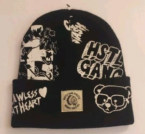 Gorro tejido Hustle Gang negro con puños HSTL atlético ganador toma ropa de calle - Imagen 1 de 6