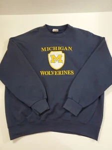Vintage Nutmeg Michigan Wolverines Size XL Dark Blue Embroidered Logo Sweatshirt - Picture 1 of 11
