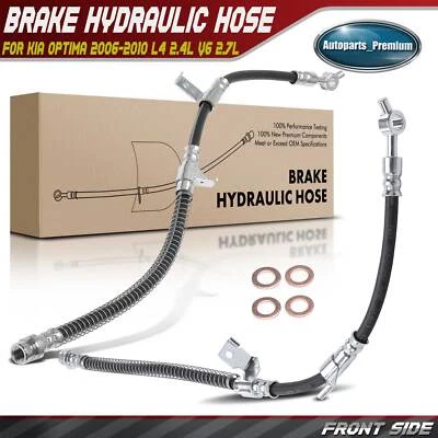 2x Front Left & Right Brake Hydraulic Hose for Kia Optima 2006-2010 L4 2.4L 2.7L - Image 1 of 4