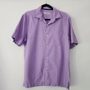 Tommy Bahama purple button front shorts sleeve cotton silk blend shirt mens sz M - Picture 1 of 6