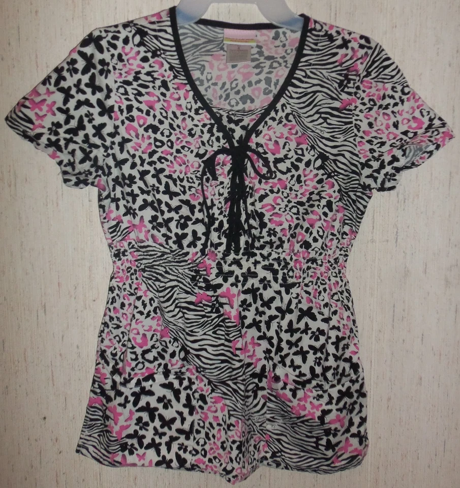 MUJER SKECHERS CEBRA LEOPARDO Y MARIPOSAS NOVEDAD ESTAMPADO EXFOLIANTE TOP TALLA S Foto 1 de 3