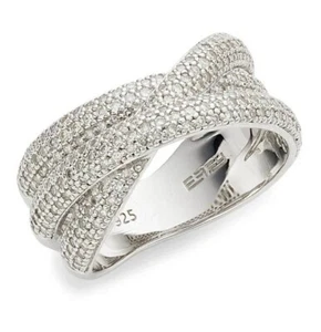 $2250 / NEW / EFFY Bypass Ring / 0.73 CT Diamond / SS - Picture 1 of 4