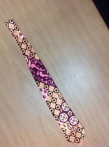 Period Perfect Vintage 4" wide pink / gold / brown neck tie - Picture 1 of 3
