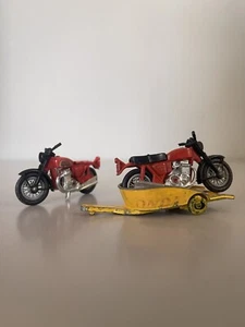 VTG Matchbox Lesney (2) # 18 Red HONDARORA Motorcycle 1974 Honda, & #38 Trailer - Picture 1 of 4