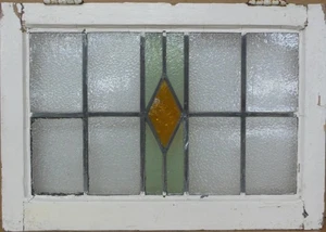 GEOMETRICAL MIDSIZE OLD ENGLISH LEADED STAINED GLASS WINDOW 22.25" X 15.5" - Picture 1 of 3