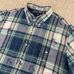 Ralph Lauren Authentic Indian Madras Mens XL Short Sleeve Blue Green Check Shirt - Picture 1 of 13