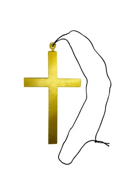 Vestido de fantasía de monjes dorados collar cruzado Halloween monja sacerdote vicario disfraz fiesta Foto 1 de 2