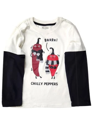 Toddler Boys White & Black Chilly Peppers Long Sleeve Tee T-shirt 5T - Image 1 of 2
