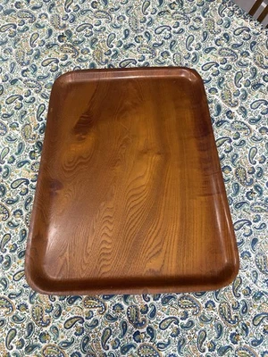 Vintage MCM Teak Wood Tray/ Moulded Serving Platter 20 1/4” X 14” - Image 1 of 4