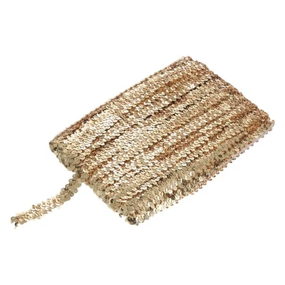 25 Yards 0.8 Inch Elastic Sequins Trim Flat Sequin Paillette Champagne - Image 1 of 4