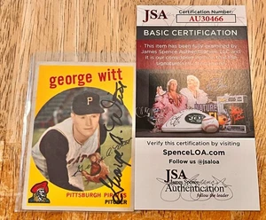 VINTAGE GEORGE WITT PIRATES SIGNED/AUTOGRAPHED TOPPS 1959 CARD #110 w/JSA COA - Picture 1 of 6