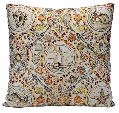 Vervain Singing Beach  20x20  Decorative Throw Pillow Cover Coral Nautical - Image 1 of 4