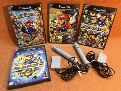Nintendo GameCube Mario Party 4 5 6 7 Complete Game W/ Mics Bundle Lot NICE CIB! - Image 1 of 4