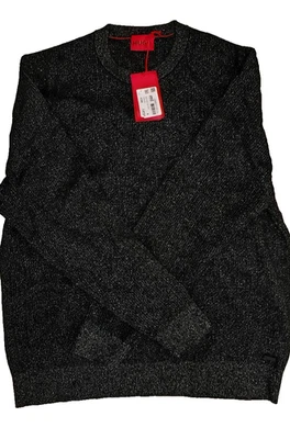 Hugo Boss Schiq Sweater Men’s XL Black Silver Metallic Relaxed Fit Crewneck - Image 1 of 2