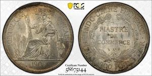 Piastre Indo China Francesa 1909-A PCGS MS62 - Imagen 1 de 1