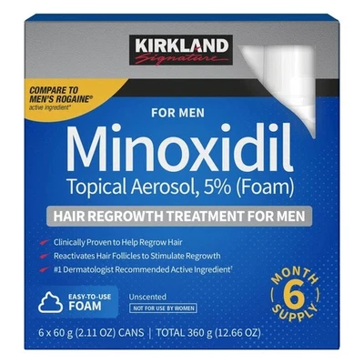 6 Months KIRKLAND MINOXIDIL 5% FOAM Hair Regrowth FOR MEN Exp 10/2026+  (SEALED) - Image 1 of 4