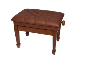 Crown Deluxe Tufted Hydraulic Height Adjustable Piano Stool (Walnut) - Picture 1 of 3