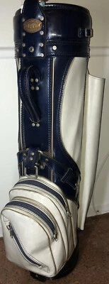Bolsa de golf vintage Burton Jasper Alabama de cuero azul/blanco/sin cubiertas EE. UU. Foto 1 de 4