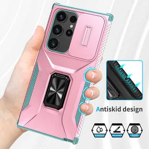 Slide Lens Cover Ring Holder Stand Phone Case For Samsung S25 Ultra S25 Edge S24 - Picture 1 of 75