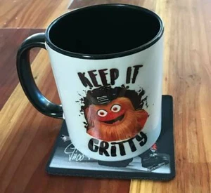 KEEP IT GRITTY 11 ounce mug with FREE coaster and GIFT BOX PHILADELPHIA FLYERS - Bild 1 von 2