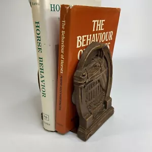 Pair Vintage Bookend Horse Head Shoe Polo Mallet Composite Orna Wood USA - Picture 1 of 11