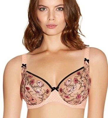 Sujetador FREYA AA1881 Kiyoko Plunge Balcón Bordado 32DDD Rosa Sin Forro **  Foto 1 de 4