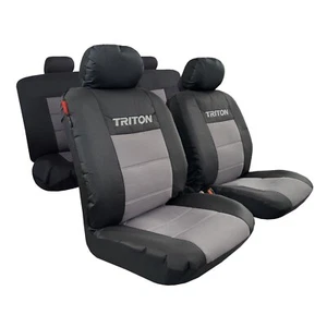 Canvas Seat Covers Full Set For MITSUBISHI TRITON ML MN DUAL CAB Black Grey - Picture 1 of 1