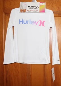 NEW Hurley Girls' Long Sleeve Dri-Fit UPF 50+ Shirt White Size 4 Swim Top - Picture 1 of 4