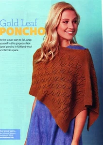~ Pull-Out Knitting Pattern For Lady's Gorgeous Lacy Leaf Motif Poncho ~ - Picture 1 of 3