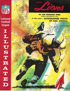 1962 Detroit Lions vs San Francisco 49ers - Sept 23 Program w/ Gail Cogdill Auto - Picture 1 of 3