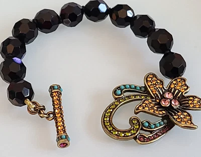 Heidi Daus 8 polegadas pulseira floral alternada contas facetadas pretas multicoloridas - Imagem 1 de 4