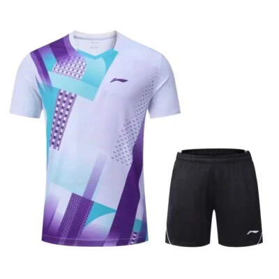  New Li-Ning men's sportswear Tops tennis clothes badminton set T shirts+shorts - Image 1 of 2