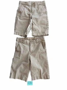 Lot Of 2 Old Navy Boys Uniform Dress Shorts Khaki Flat Front Adjustable Size 10 - Picture 1 of 3